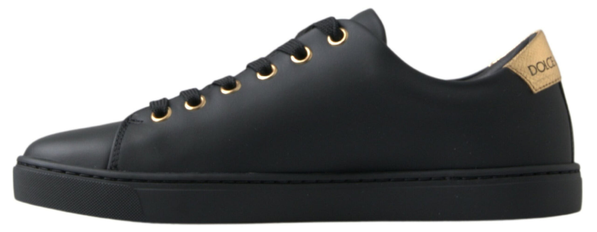 Dolce & Gabbana Black Gold Leather Classic Sneakers Shoes Curated Luxury Accessories by Orvyn