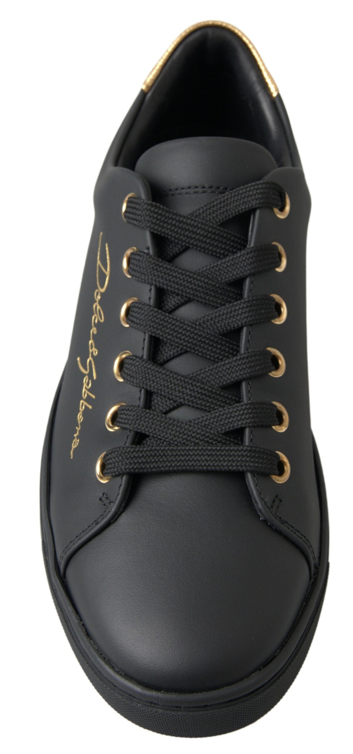 Dolce & Gabbana Black Gold Leather Classic Sneakers Shoes Curated Luxury Accessories by Orvyn