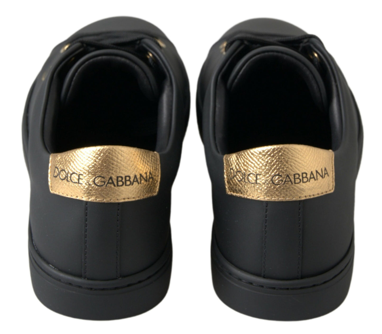 Dolce & Gabbana Black Gold Leather Classic Sneakers Shoes Curated Luxury Accessories by Orvyn