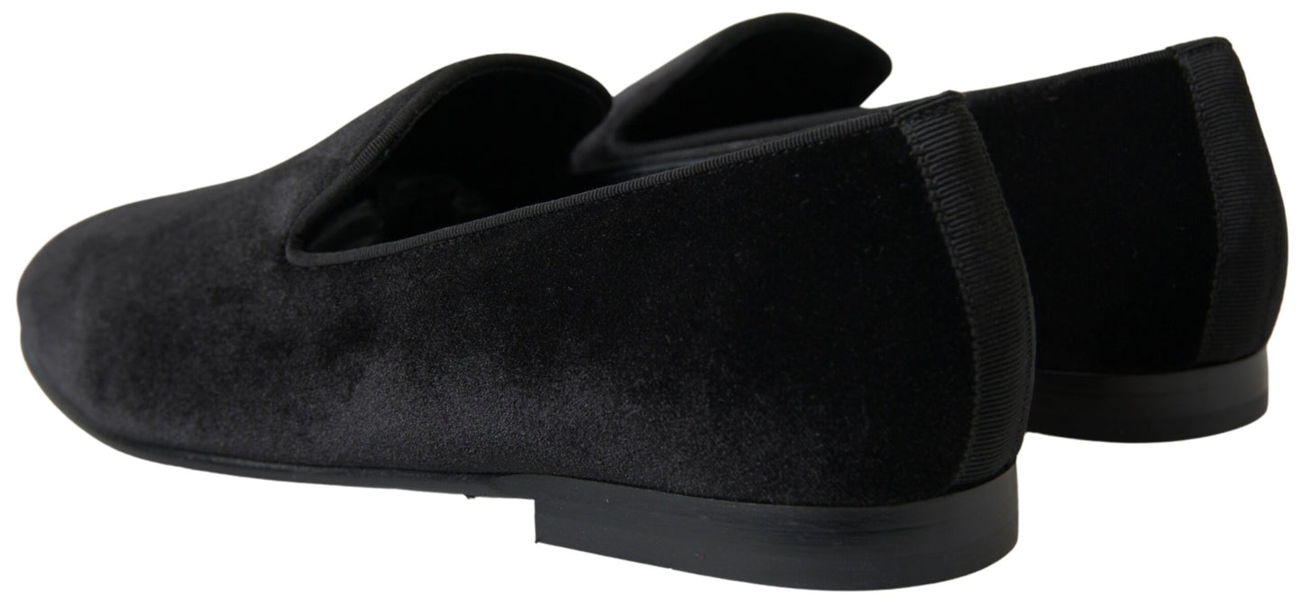 Dolce & Gabbana Black Velvet Loafers Formal Shoes Curated Luxury Accessories by Orvyn