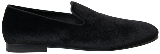 Dolce & Gabbana Black Velvet Loafers Formal Shoes Curated Luxury Accessories by Orvyn