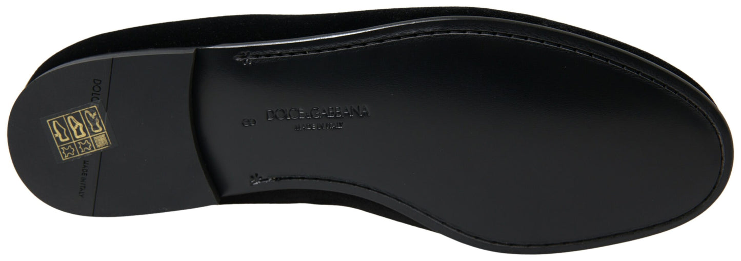 Dolce & Gabbana Black Velvet Loafers Formal Shoes Curated Luxury Accessories by Orvyn