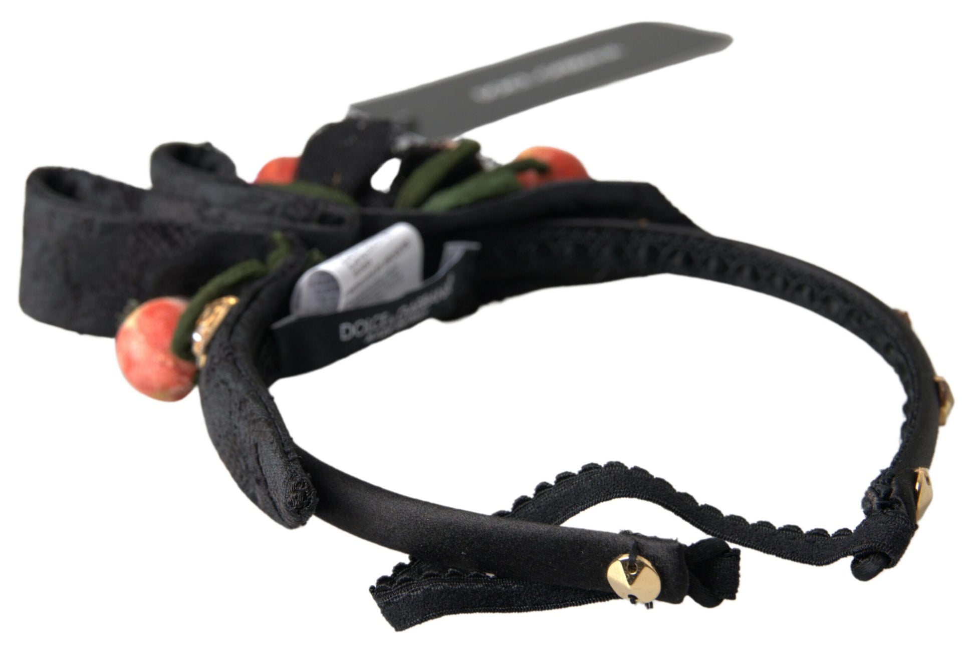Dolce & Gabbana Black with multicolor Fig Fruit Crystal Tiara Diadem Headband Curated Luxury Accessories by Orvyn