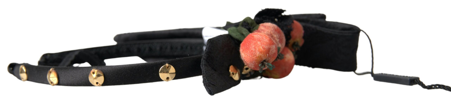 Dolce & Gabbana Black with multicolor Fig Fruit Crystal Tiara Diadem Headband Curated Luxury Accessories by Orvyn