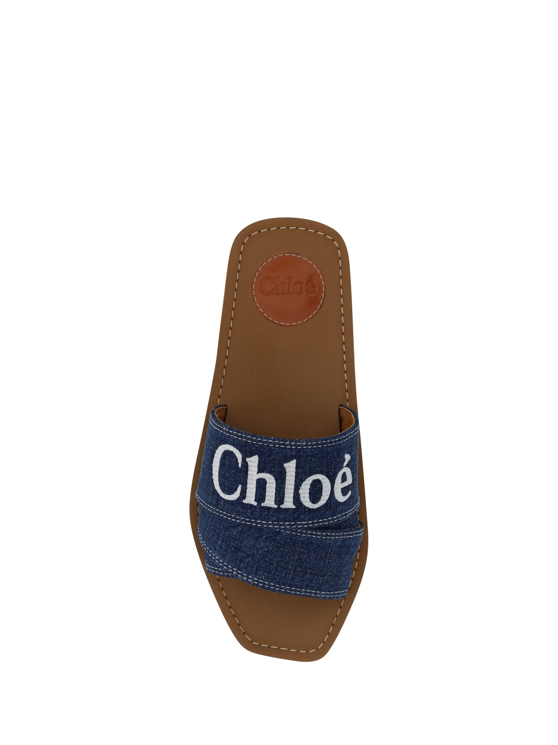 Chloé Denim Blue Cotton Slides Woody Sandals Curated Luxury Accessories by Orvyn