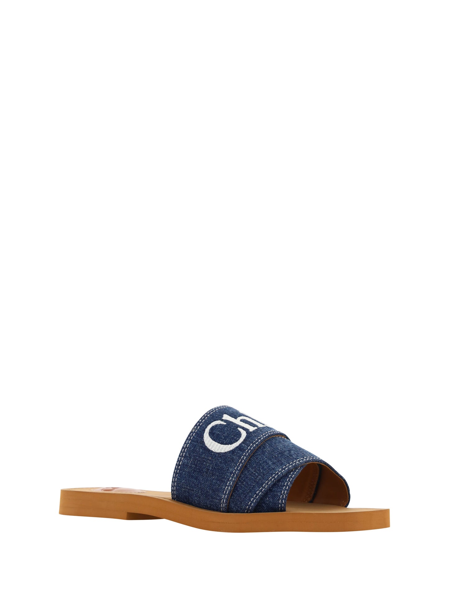 Chloé Denim Blue Cotton Slides Woody Sandals Curated Luxury Accessories by Orvyn