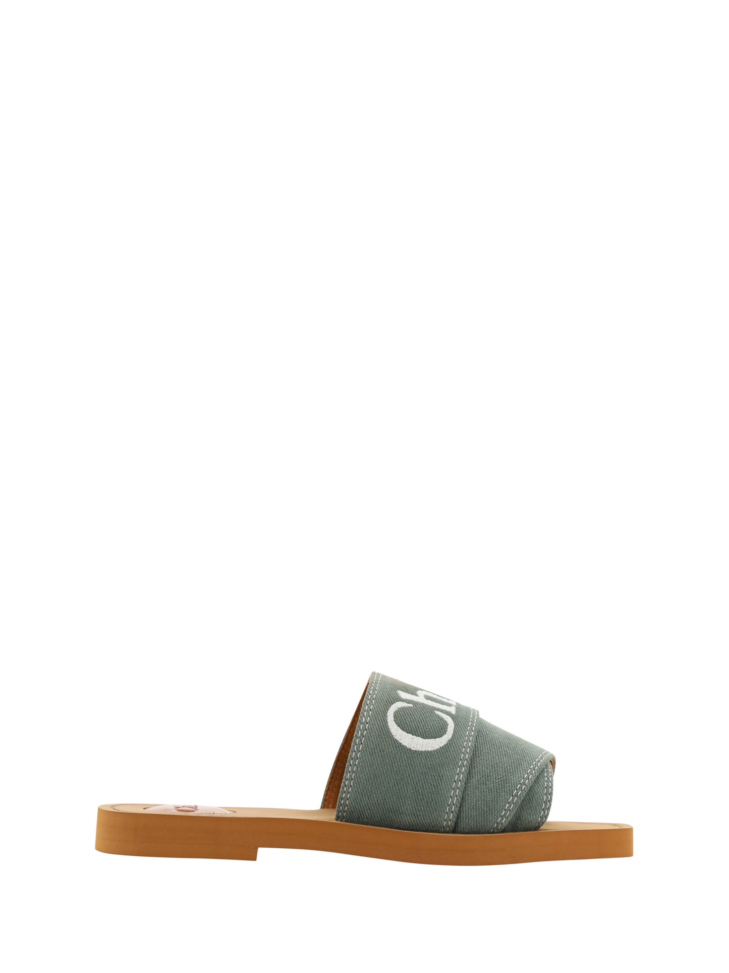 Chloé Forest Green Cotton Slides Woody Sandals Curated Luxury Accessories by Orvyn