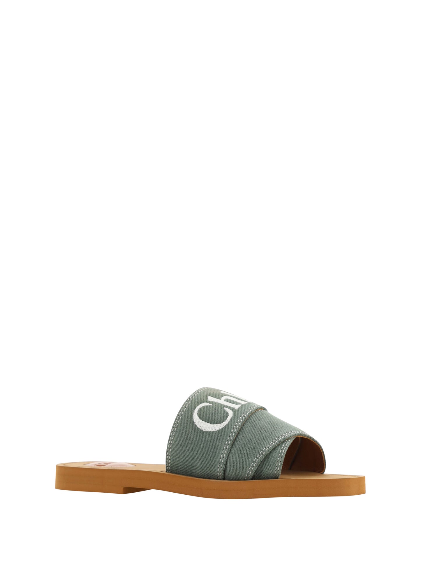 Chloé Forest Green Cotton Slides Woody Sandals Curated Luxury Accessories by Orvyn