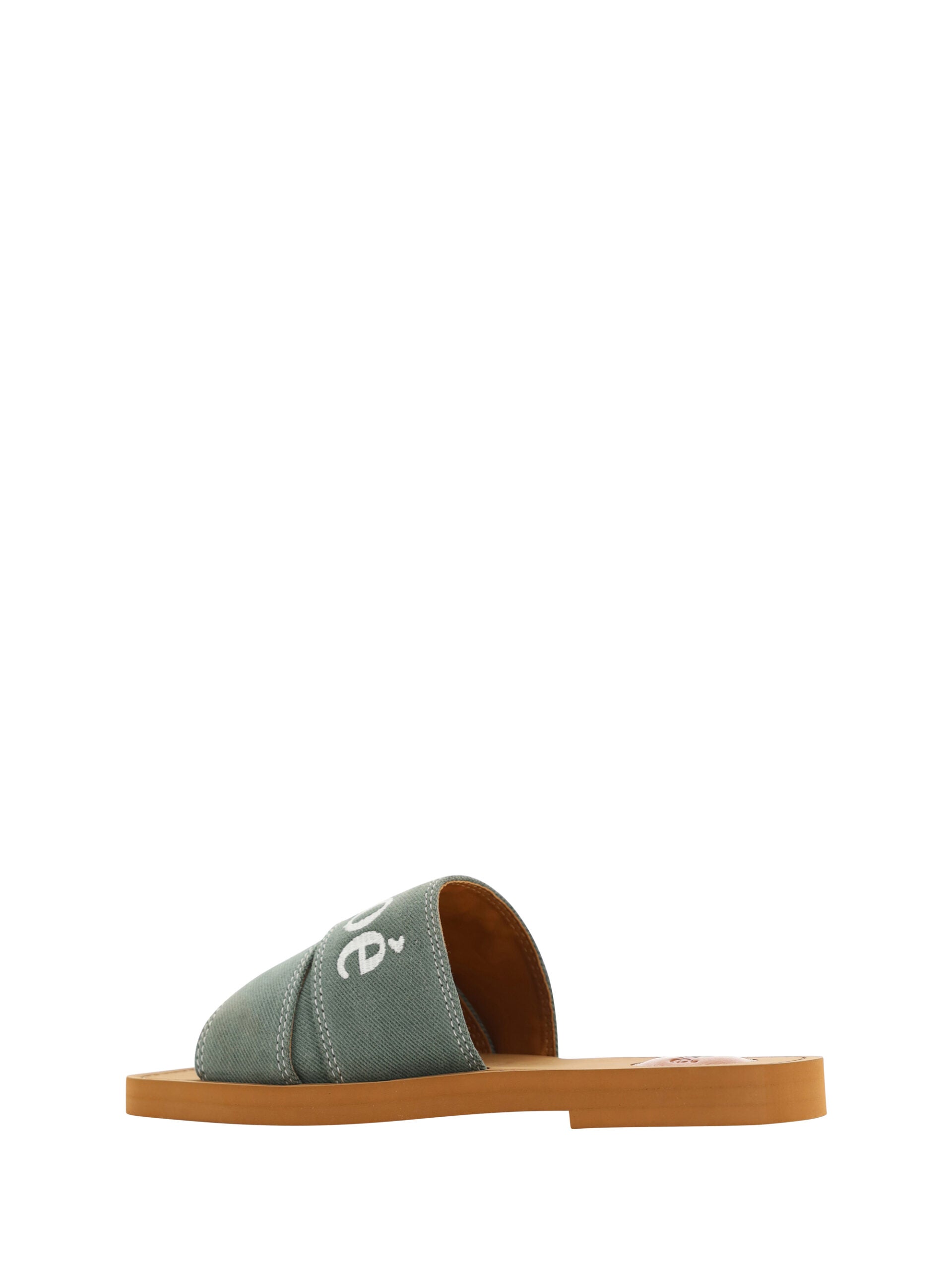 Chloé Forest Green Cotton Slides Woody Sandals Curated Luxury Accessories by Orvyn