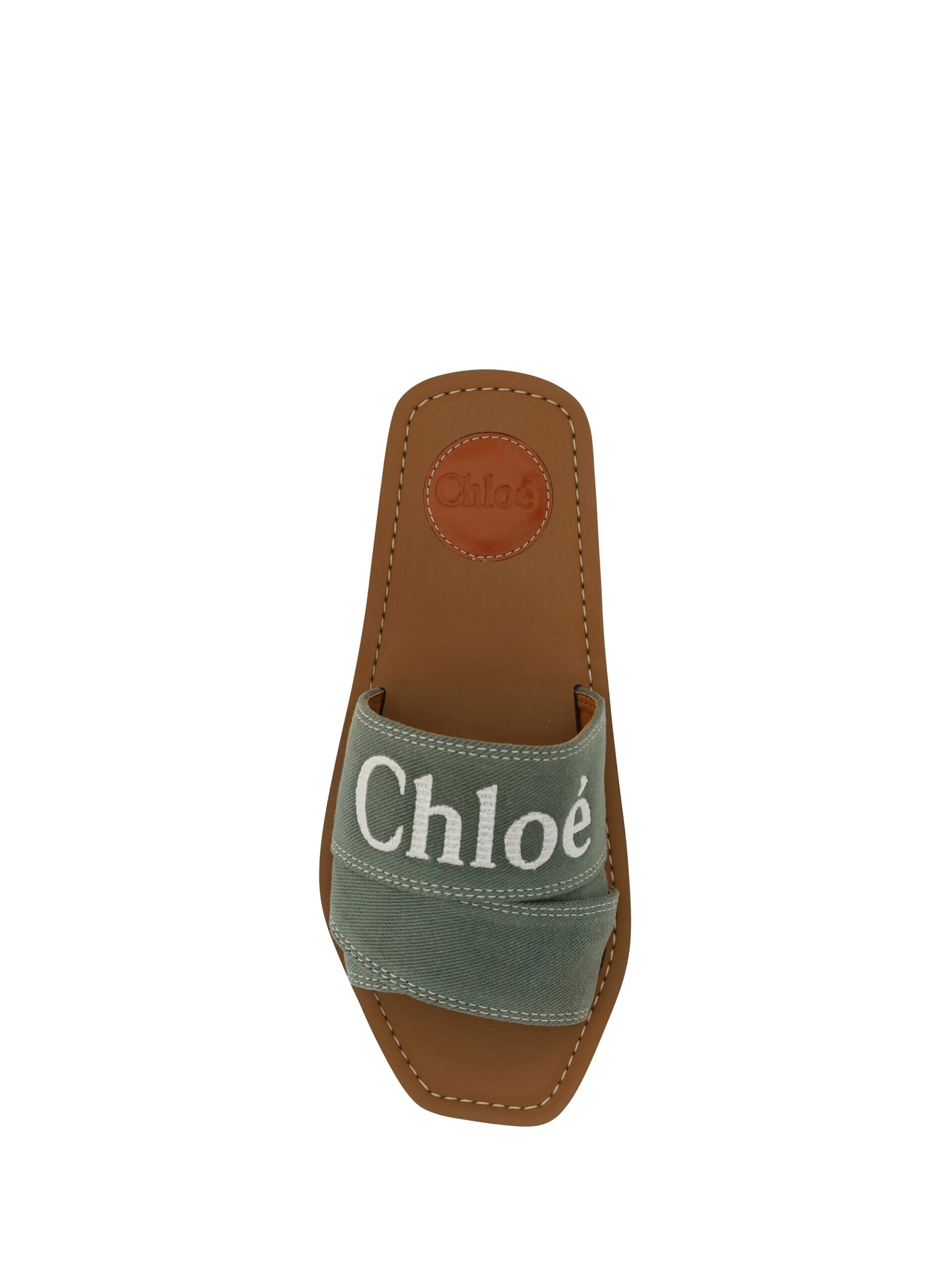 Chloé Forest Green Cotton Slides Woody Sandals Curated Luxury Accessories by Orvyn