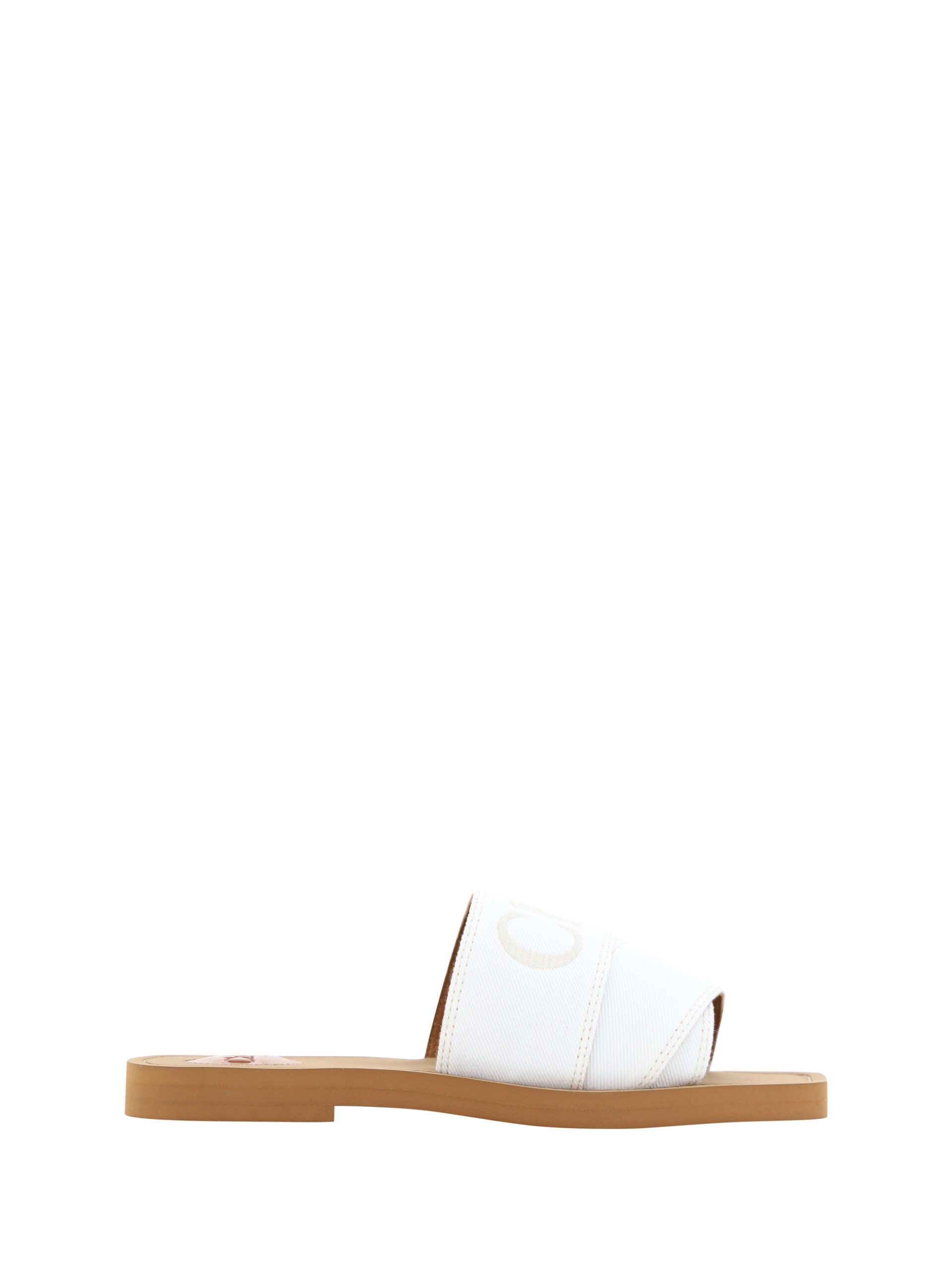 Chloé White Cotton Slides Woody Sandals Curated Luxury Accessories by Orvyn