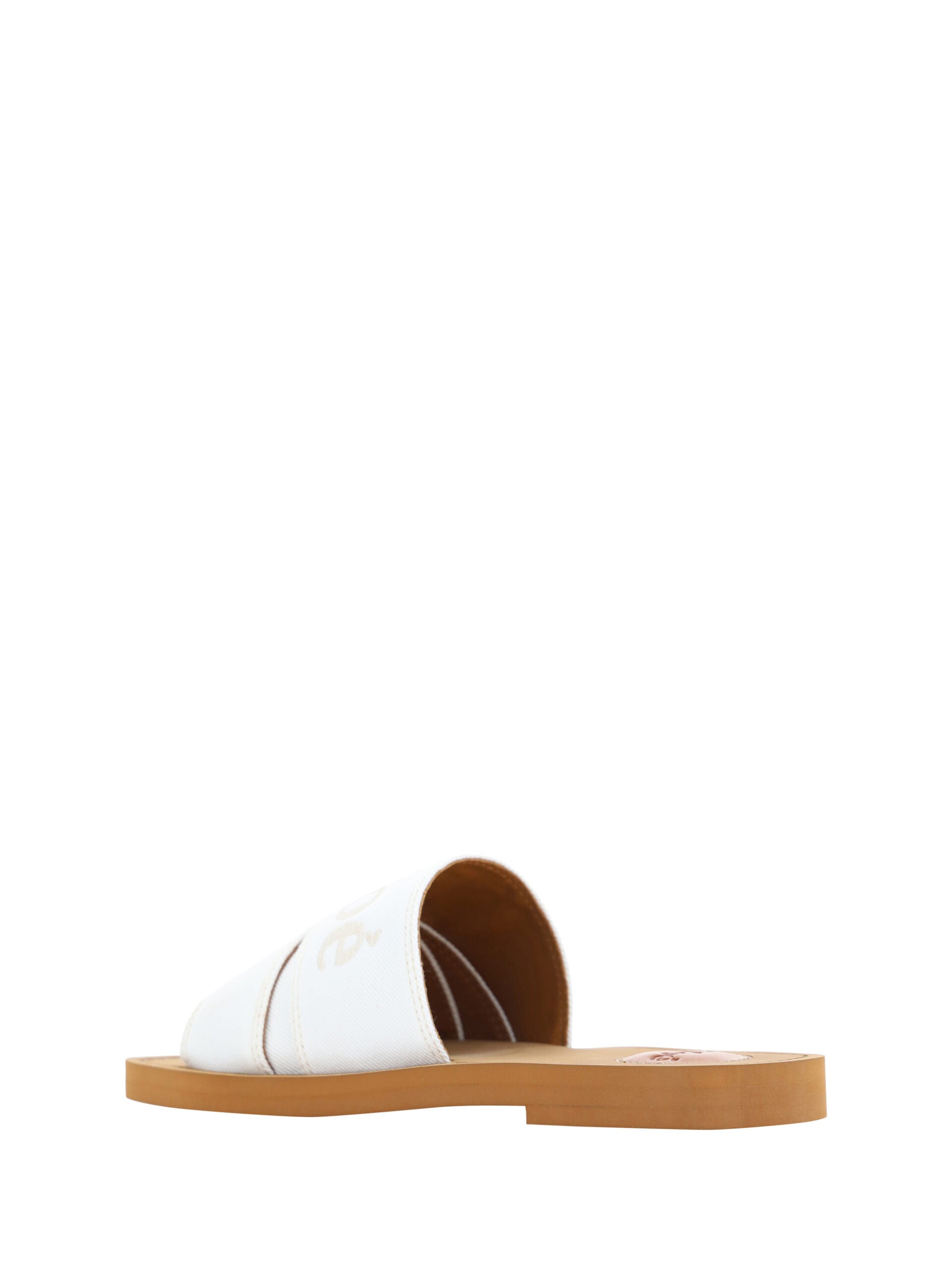 Chloé White Cotton Slides Woody Sandals Curated Luxury Accessories by Orvyn