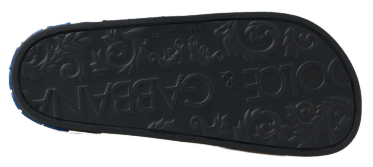 Dolce & Gabbana Black Slides Sandals Beach Saint Barth Shoes schwarz