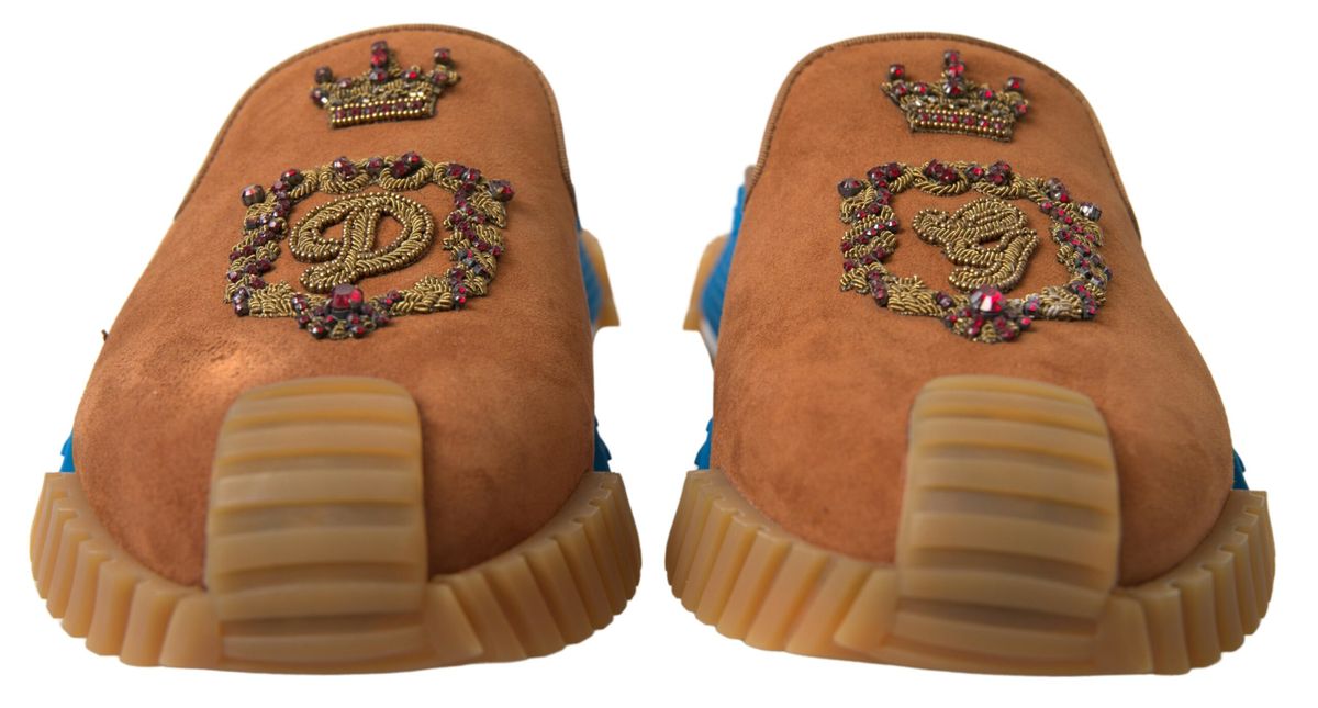 Dolce & Gabbana Brown Suede Crown Logo NS1 Slides Sandals braun