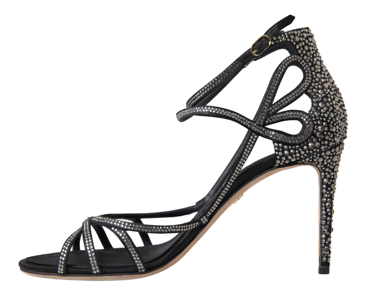 Dolce & Gabbana Rhinestone Stiletto Sandal Satin Shoes Curated Luxury Accessories by Orvyn