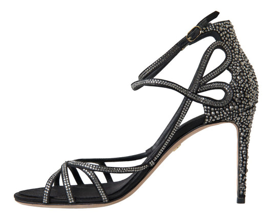 Dolce & Gabbana Rhinestone Stiletto Sandal Satin Shoes Curated Luxury Accessories by Orvyn