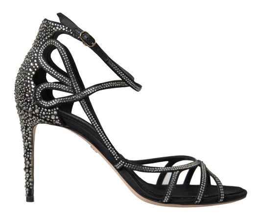 Dolce & Gabbana Rhinestone Stiletto Sandal Satin Shoes Curated Luxury Accessories by Orvyn