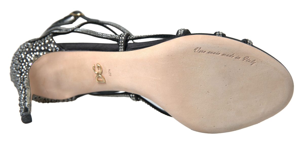 Dolce & Gabbana Rhinestone Stiletto Sandal Satin Shoes Curated Luxury Accessories by Orvyn