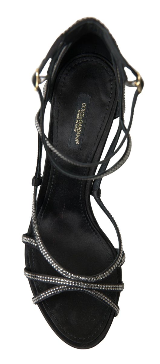 Dolce & Gabbana Rhinestone Stiletto Sandal Satin Shoes Curated Luxury Accessories by Orvyn