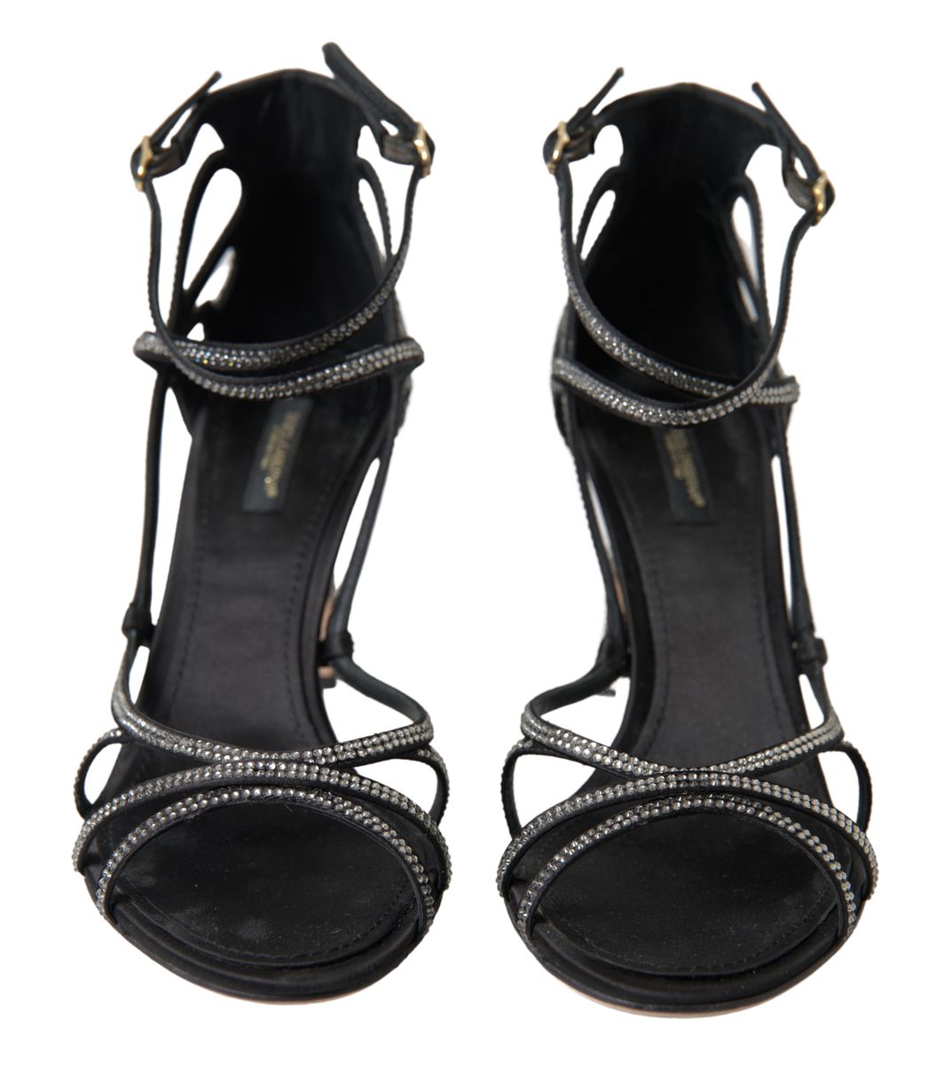 Dolce & Gabbana Rhinestone Stiletto Sandal Satin Shoes Curated Luxury Accessories by Orvyn