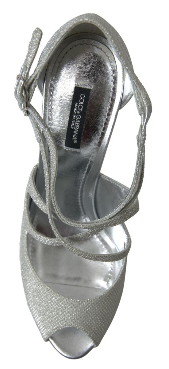 Dolce & Gabbana Silver Shimmers Sandals Heel Pumps Shoes Curated Luxury Accessories by Orvyn