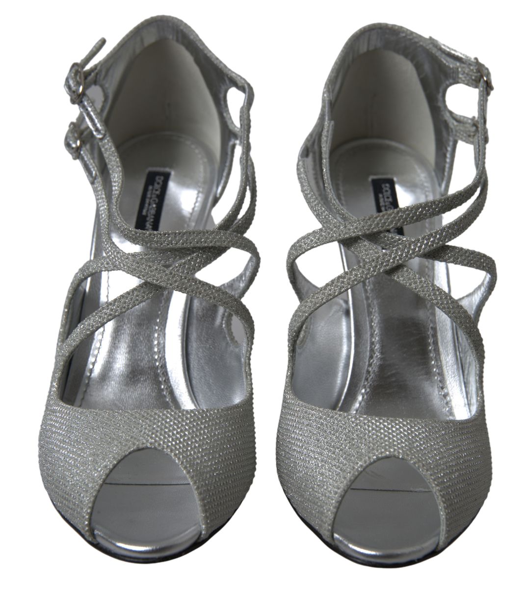 Dolce & Gabbana Silver Shimmers Sandals Heel Pumps Shoes Curated Luxury Accessories by Orvyn