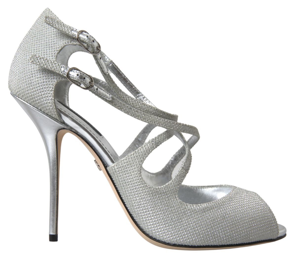 Dolce & Gabbana Silver Shimmers Sandals Heel Pumps Shoes Curated Luxury Accessories by Orvyn