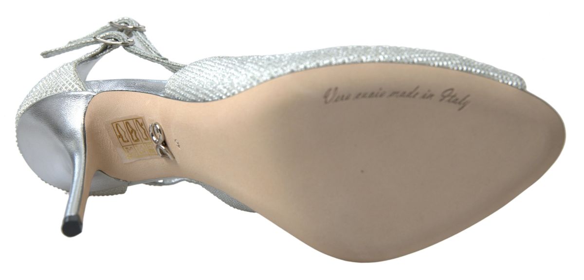 Dolce & Gabbana Silver Shimmers Sandals Heel Pumps Shoes Curated Luxury Accessories by Orvyn