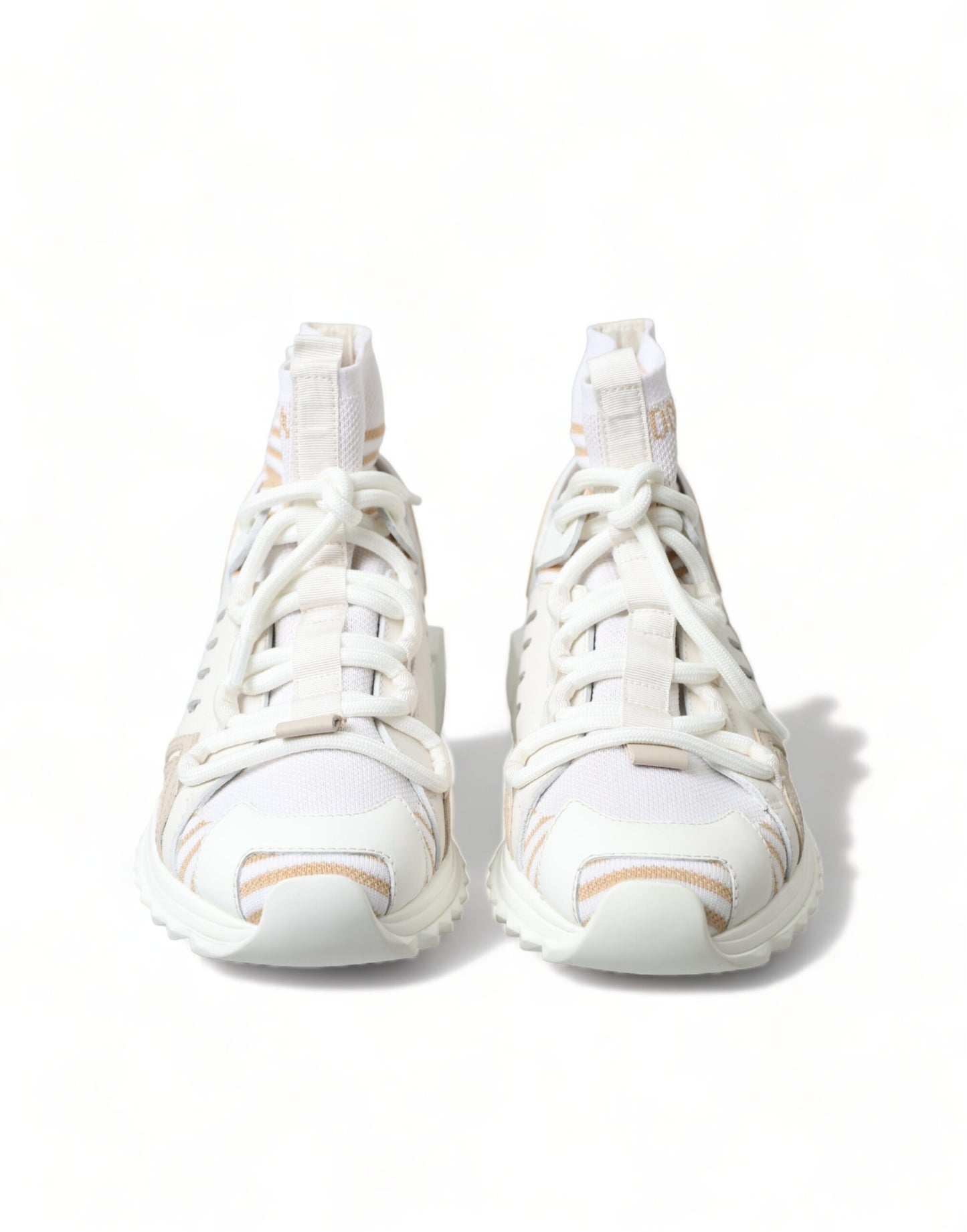 Dolce & Gabbana White Beige Sorrento Socks Sneakers Shoes Curated Luxury Accessories by Orvyn