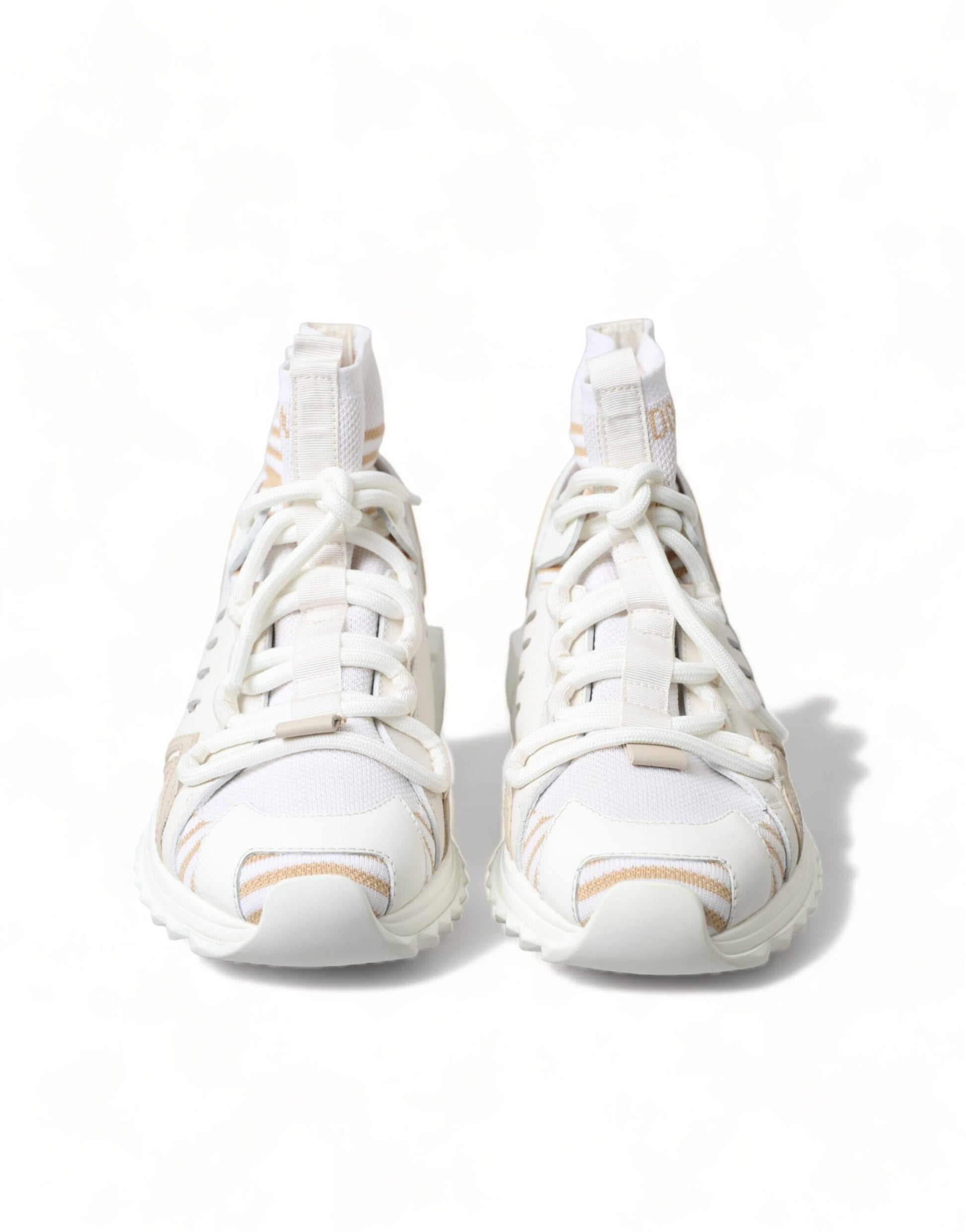 Dolce & Gabbana White Beige Sorrento Socks Sneakers Shoes Curated Luxury Accessories by Orvyn