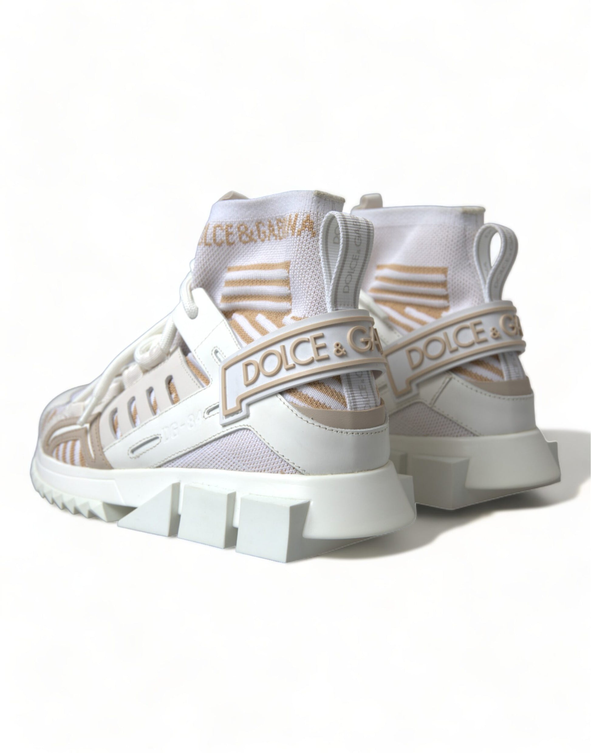 Dolce & Gabbana White Beige Sorrento Socks Sneakers Shoes Curated Luxury Accessories by Orvyn