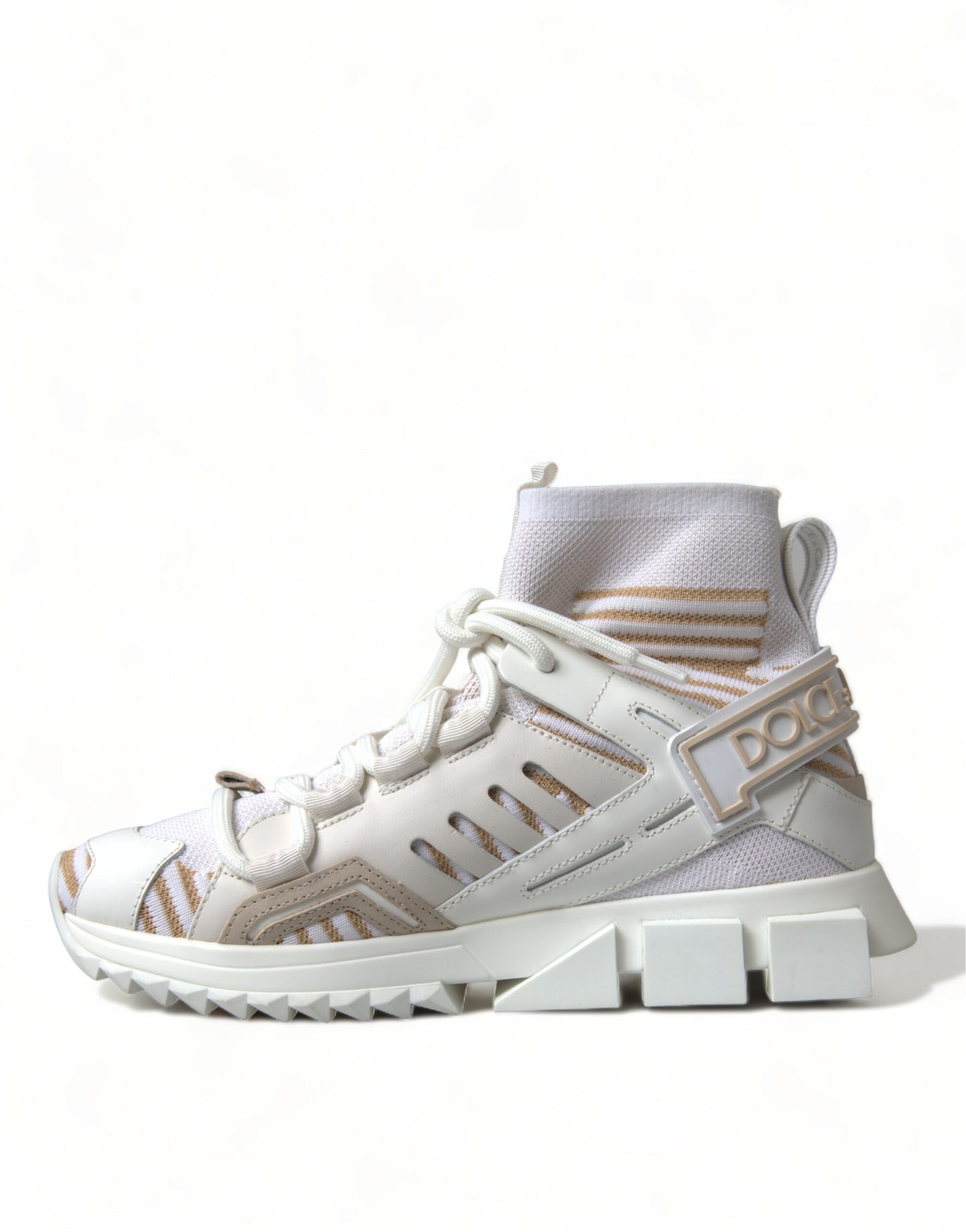 Dolce & Gabbana White Beige Sorrento Socks Sneakers Shoes Curated Luxury Accessories by Orvyn