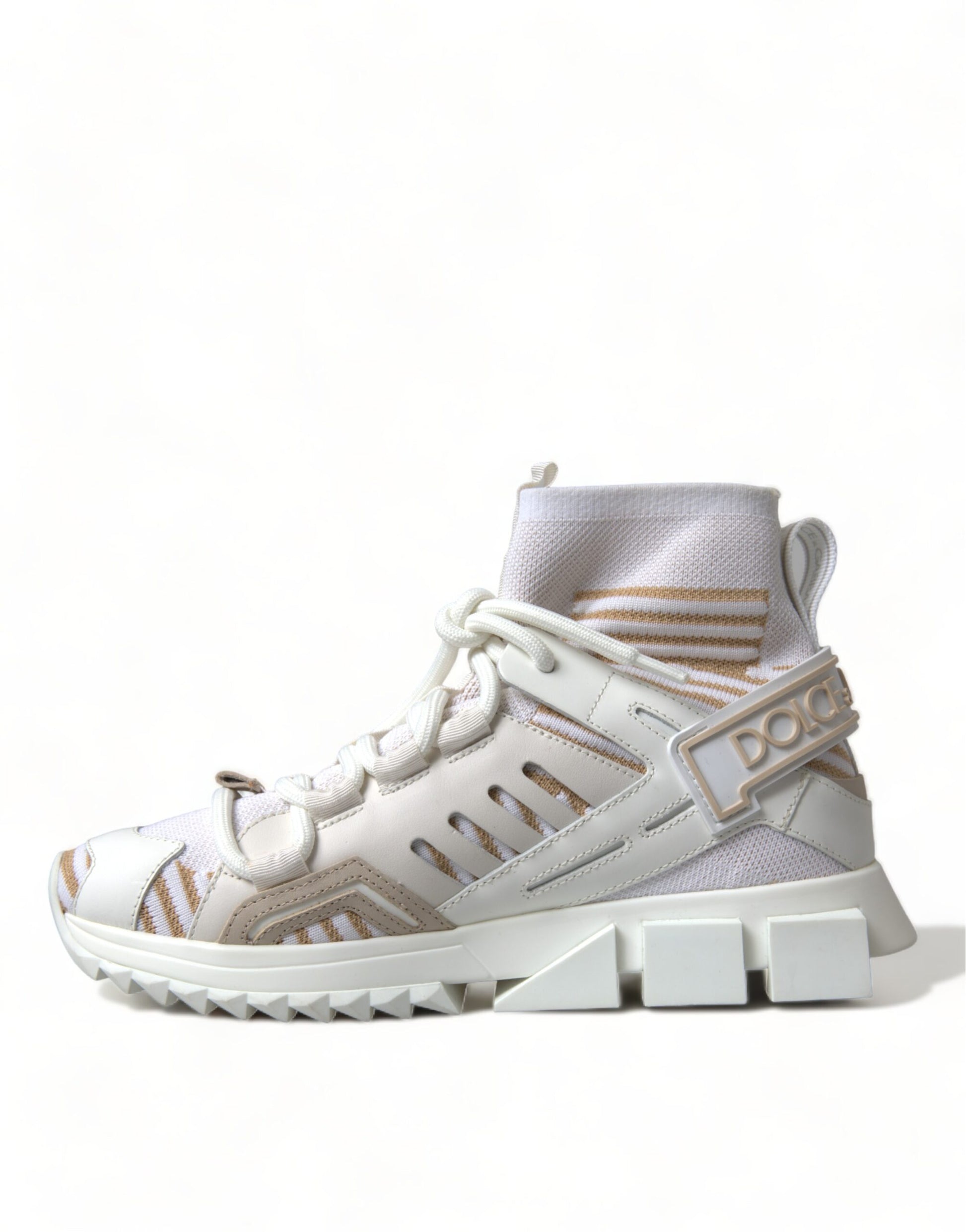 Dolce & Gabbana White Beige Sorrento Socks Sneakers Shoes Curated Luxury Accessories by Orvyn