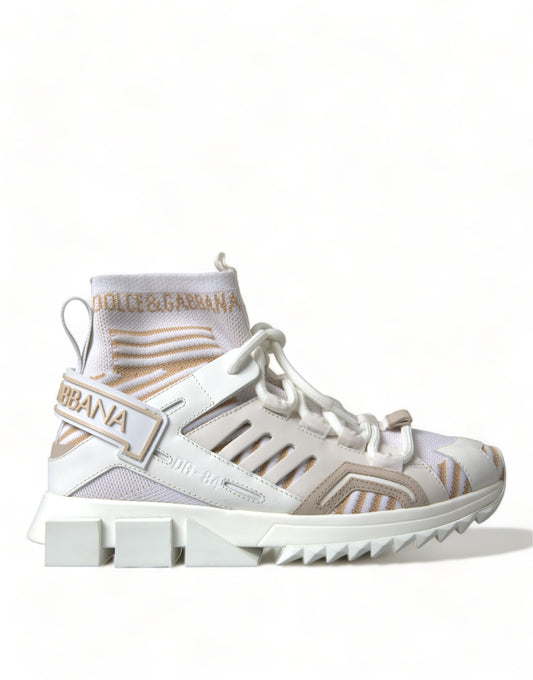 Dolce & Gabbana White Beige Sorrento Socks Sneakers Shoes Curated Luxury Accessories by Orvyn