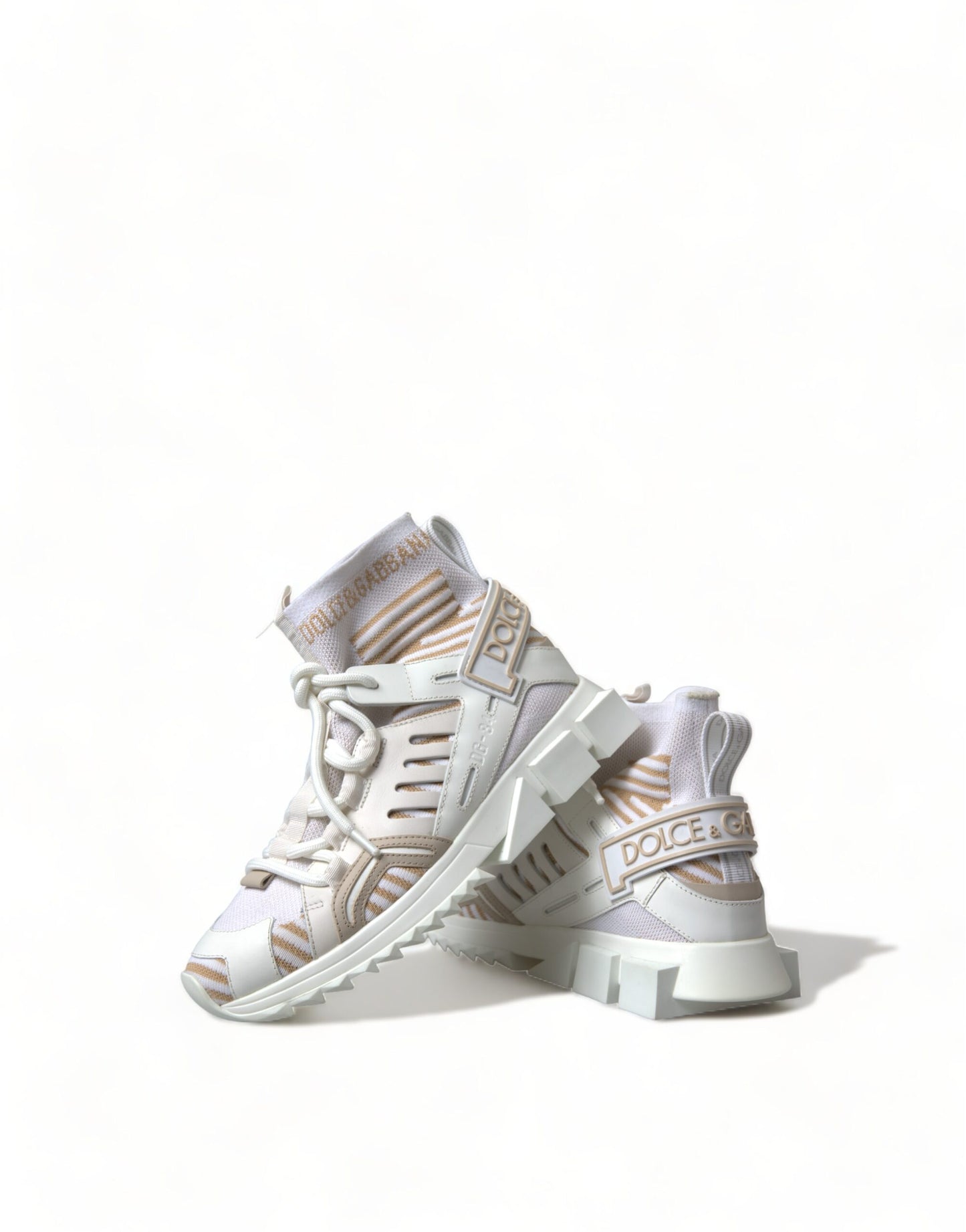 Dolce & Gabbana White Beige Sorrento Socks Sneakers Shoes Curated Luxury Accessories by Orvyn