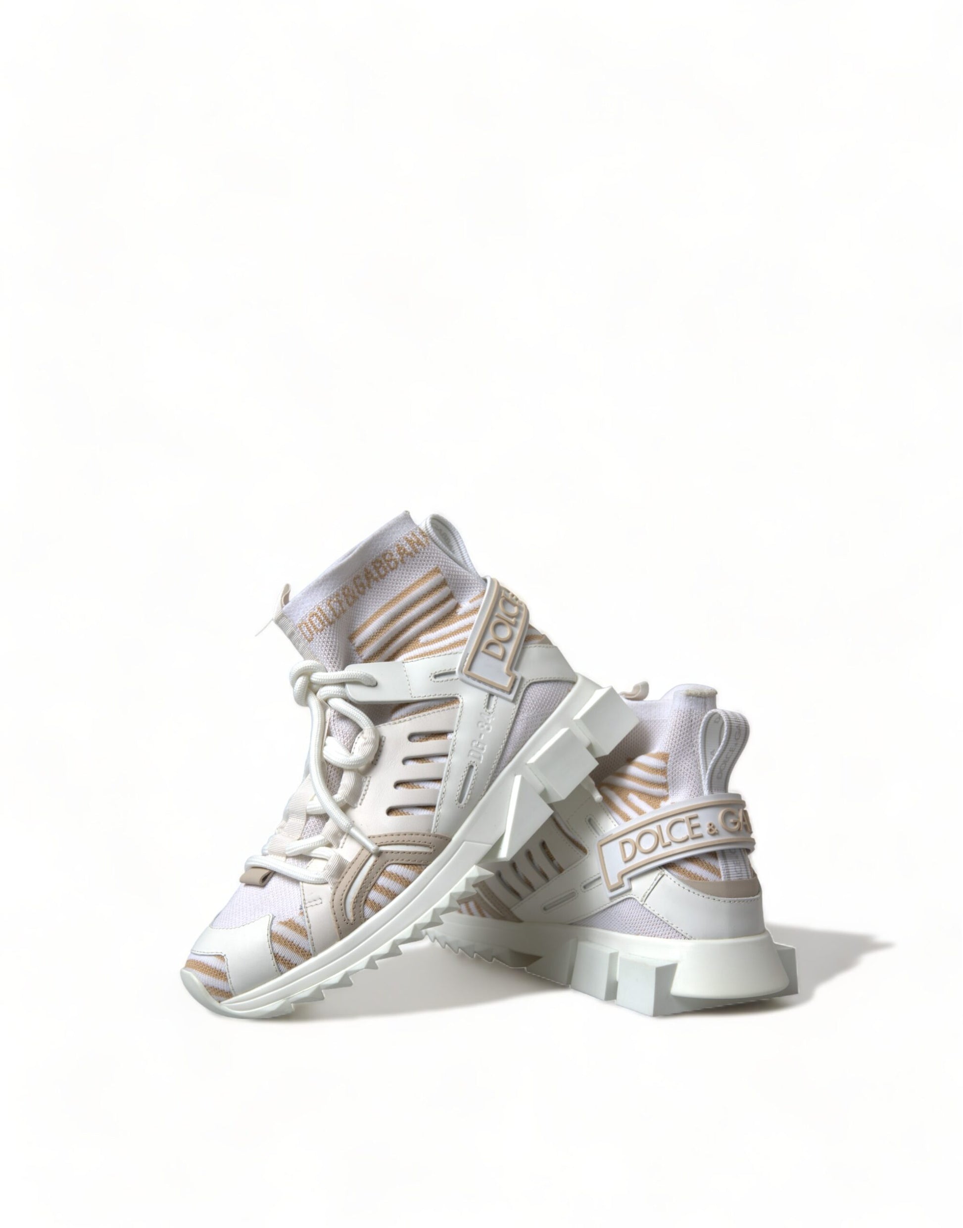 Dolce & Gabbana White Beige Sorrento Socks Sneakers Shoes Curated Luxury Accessories by Orvyn