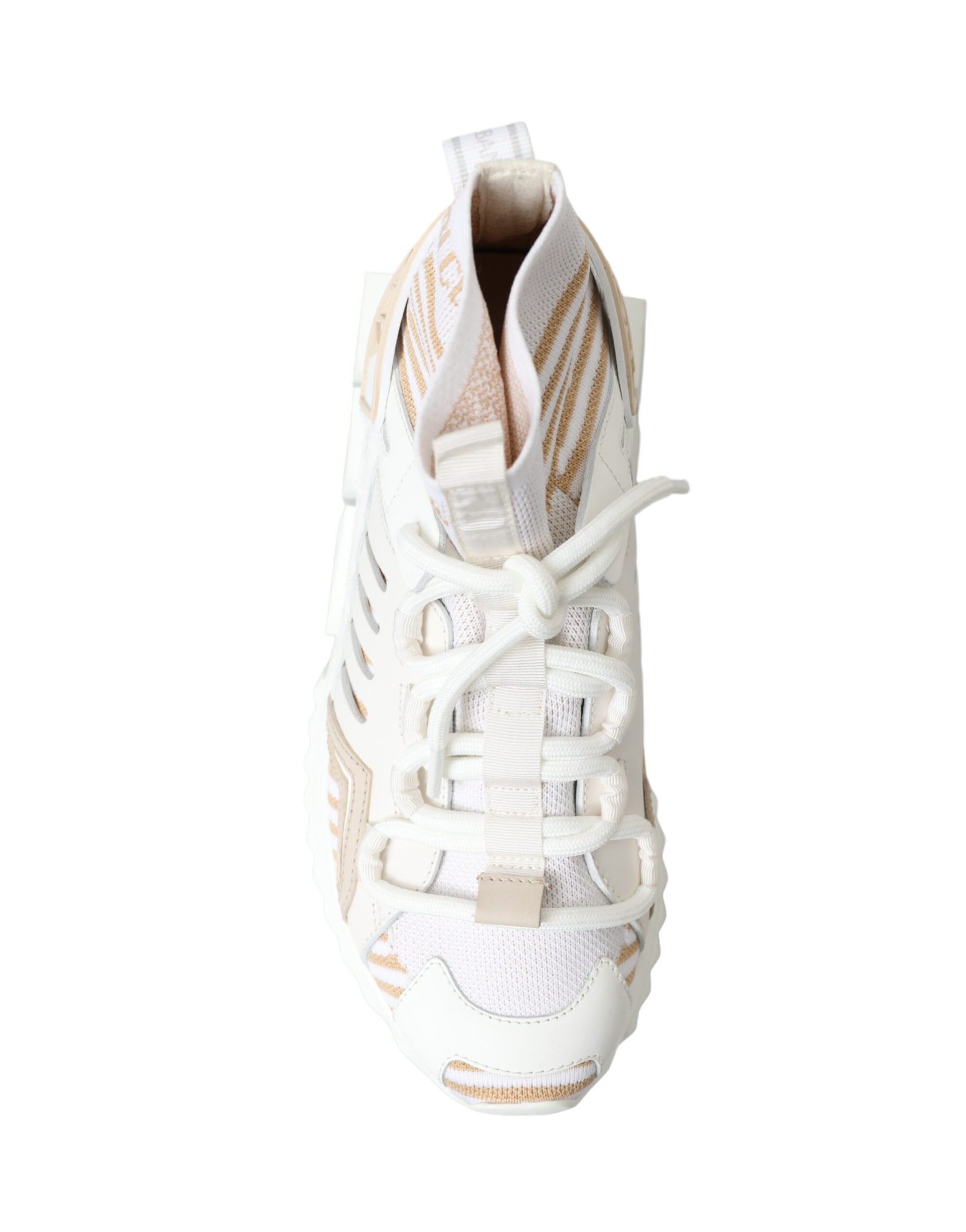 Dolce & Gabbana White Beige Sorrento Socks Sneakers Shoes Curated Luxury Accessories by Orvyn