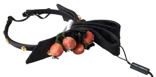 Dolce & Gabbana Black with multicolor Fig Fruit Crystal Tiara Diadem Headband Curated Luxury Accessories by Orvyn