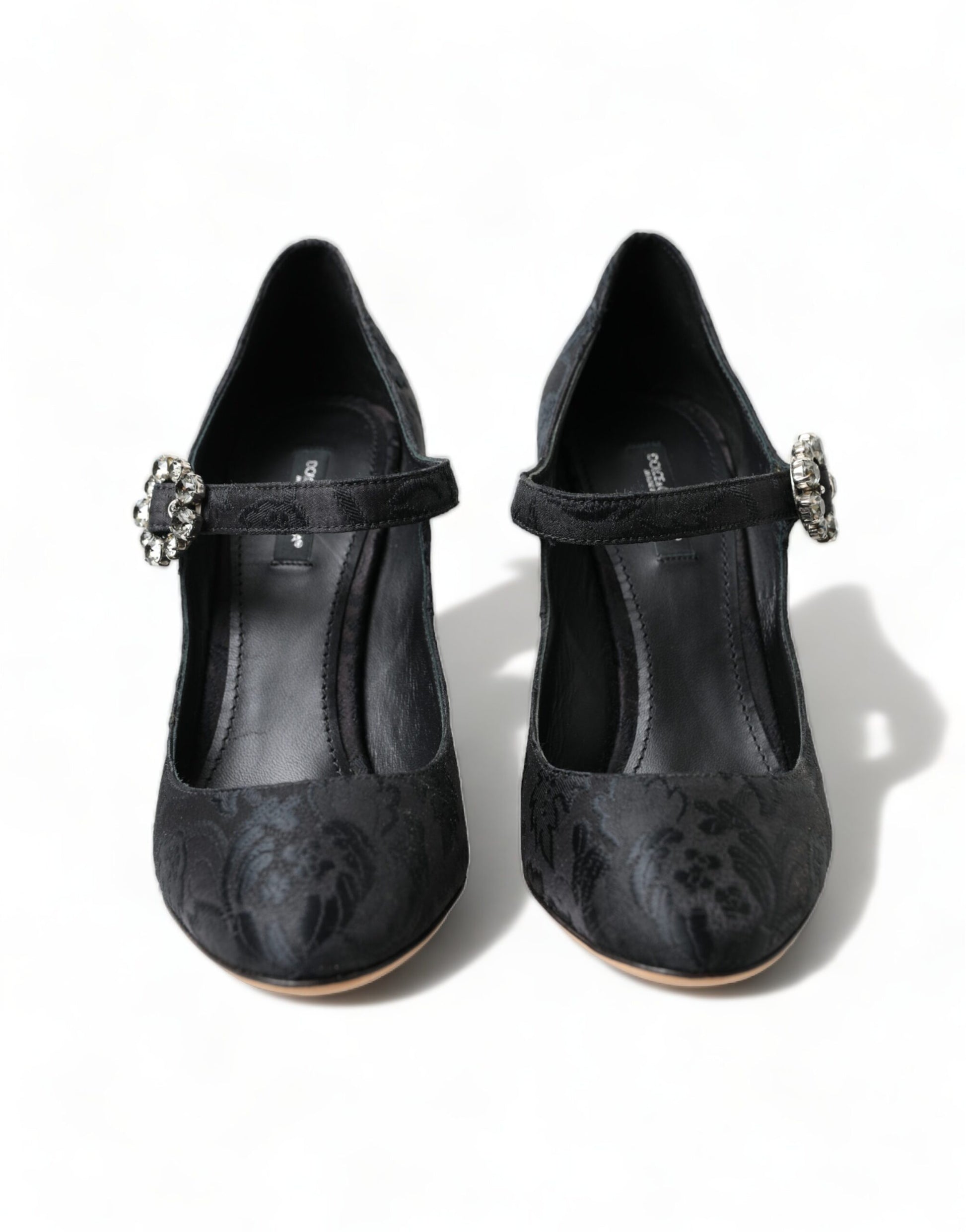 Dolce & Gabbana Black Brocade Mary Janes Heels Pumps Shoes Curated Luxury Accessories by Orvyn
