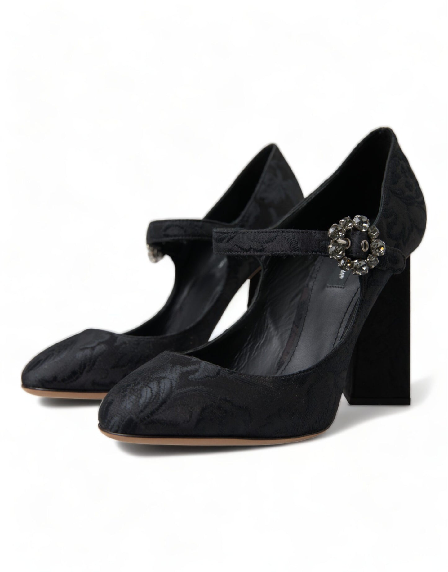 Dolce & Gabbana Black Brocade Mary Janes Heels Pumps Shoes Curated Luxury Accessories by Orvyn