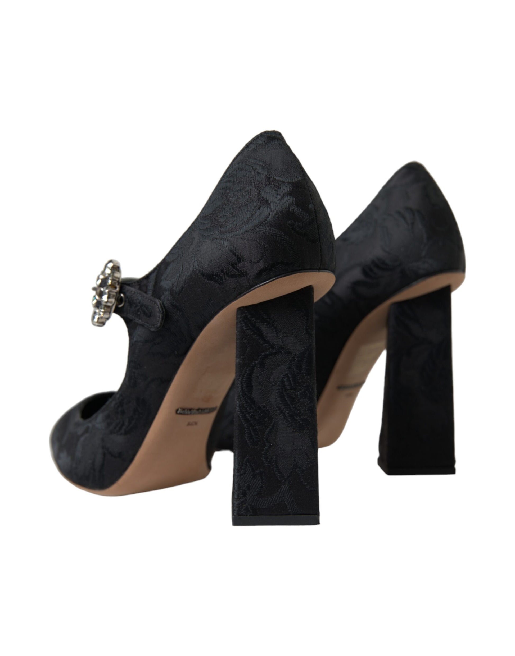 Dolce & Gabbana Black Brocade Mary Janes Heels Pumps Shoes Curated Luxury Accessories by Orvyn