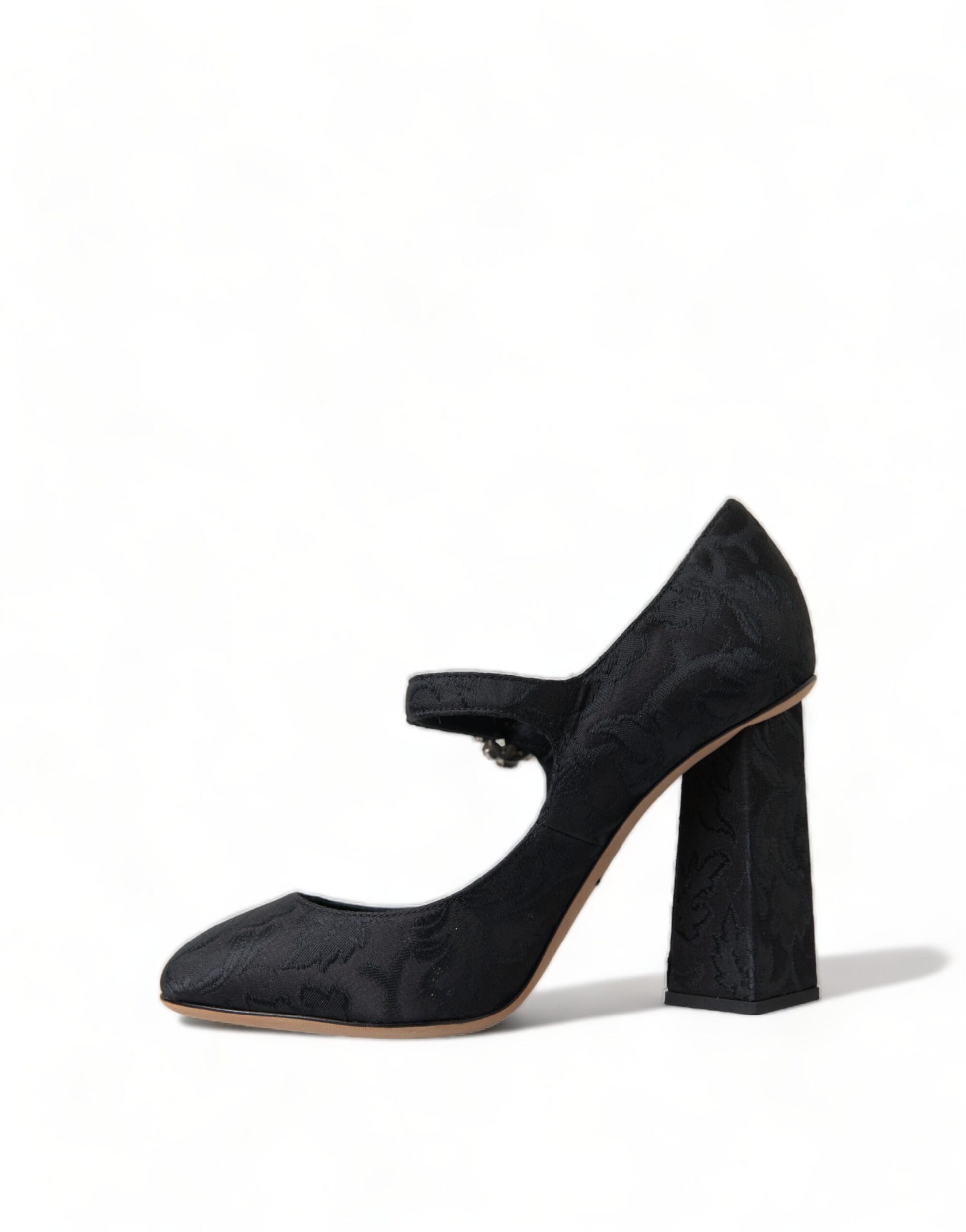 Dolce & Gabbana Black Brocade Mary Janes Heels Pumps Shoes Curated Luxury Accessories by Orvyn