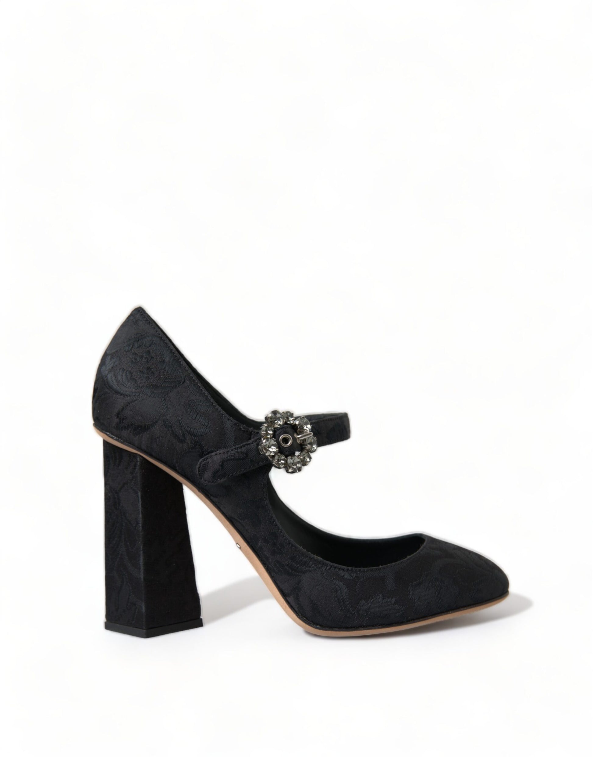 Dolce & Gabbana Black Brocade Mary Janes Heels Pumps Shoes Curated Luxury Accessories by Orvyn
