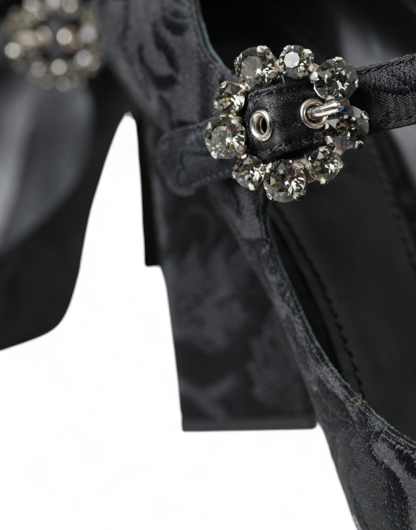 Dolce & Gabbana Black Brocade Mary Janes Heels Pumps Shoes Curated Luxury Accessories by Orvyn
