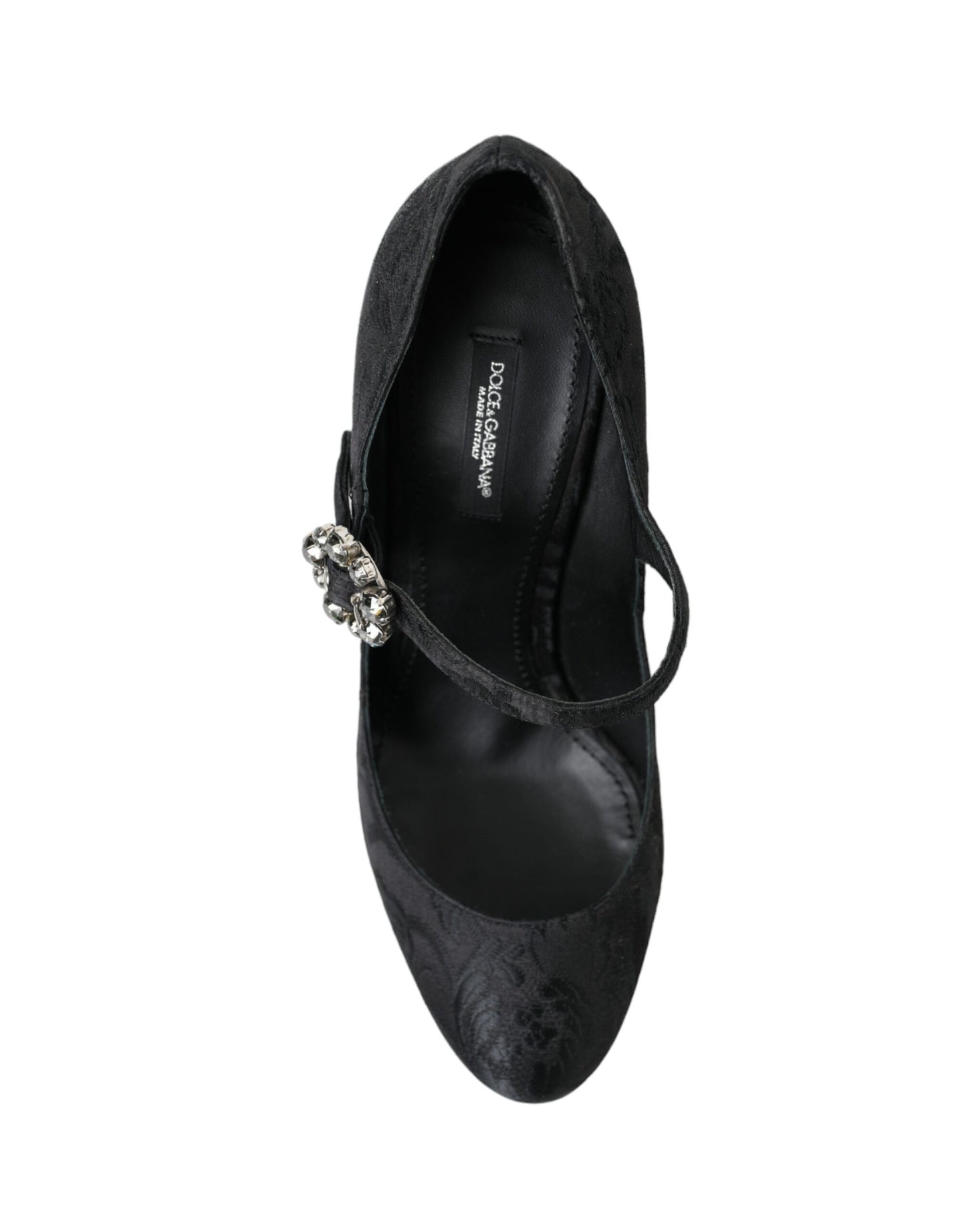 Dolce & Gabbana Black Brocade Mary Janes Heels Pumps Shoes Curated Luxury Accessories by Orvyn