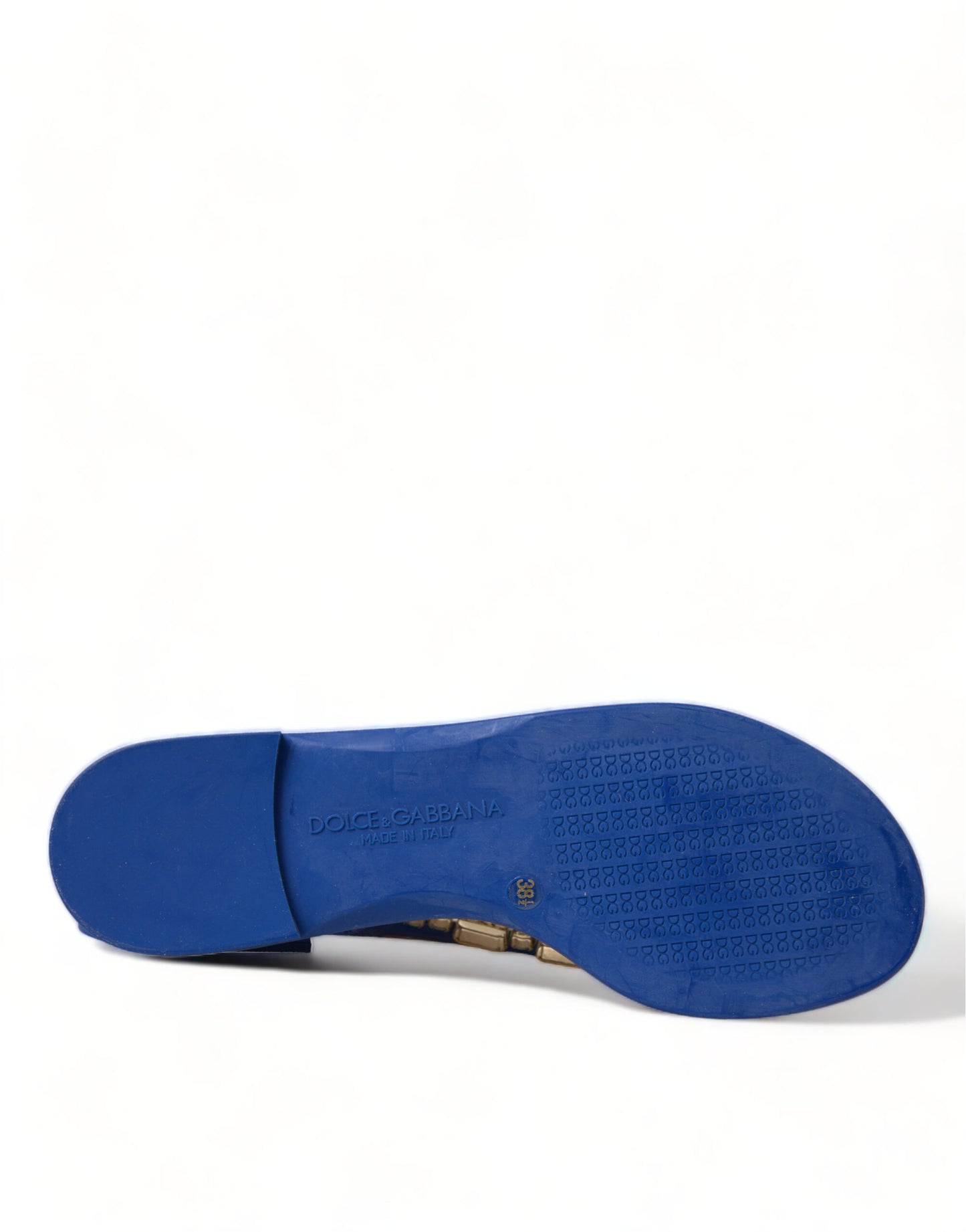 Dolce & Gabbana Blue Crystals Flats Sandals Beachwear Shoes Curated Luxury Accessories by Orvyn