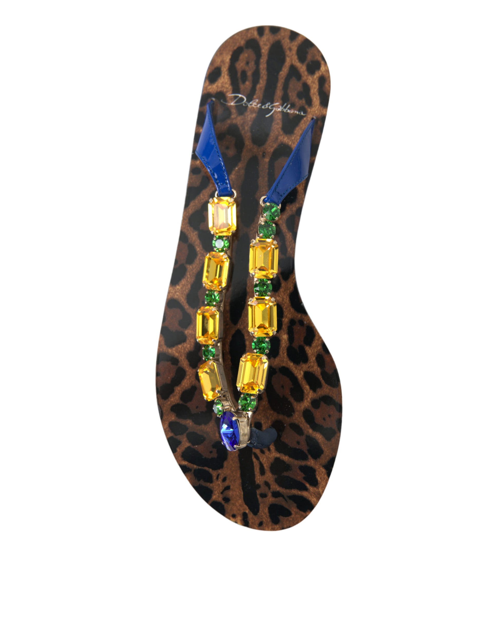 Dolce & Gabbana Blue Crystals Flats Sandals Beachwear Shoes Curated Luxury Accessories by Orvyn