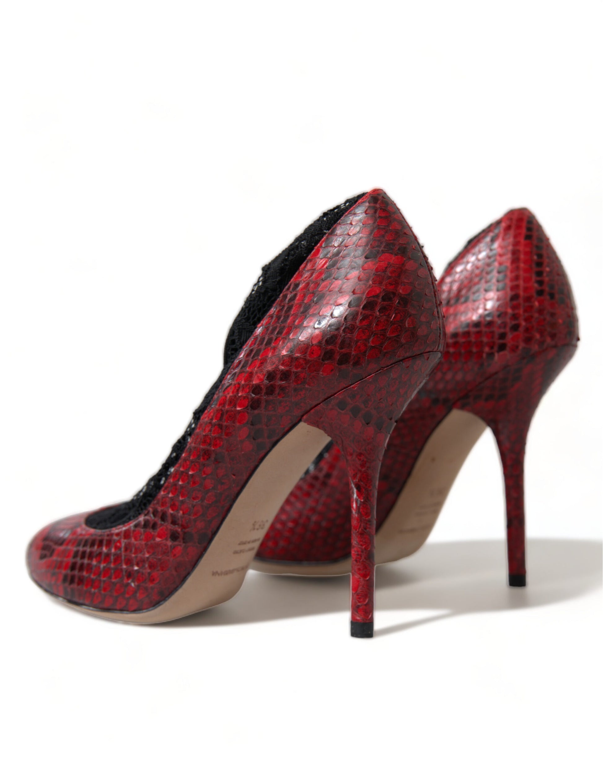 Dolce & Gabbana Red Ayers Leather Lace Socks Pumps Shoes Curated Luxury Accessories by Orvyn