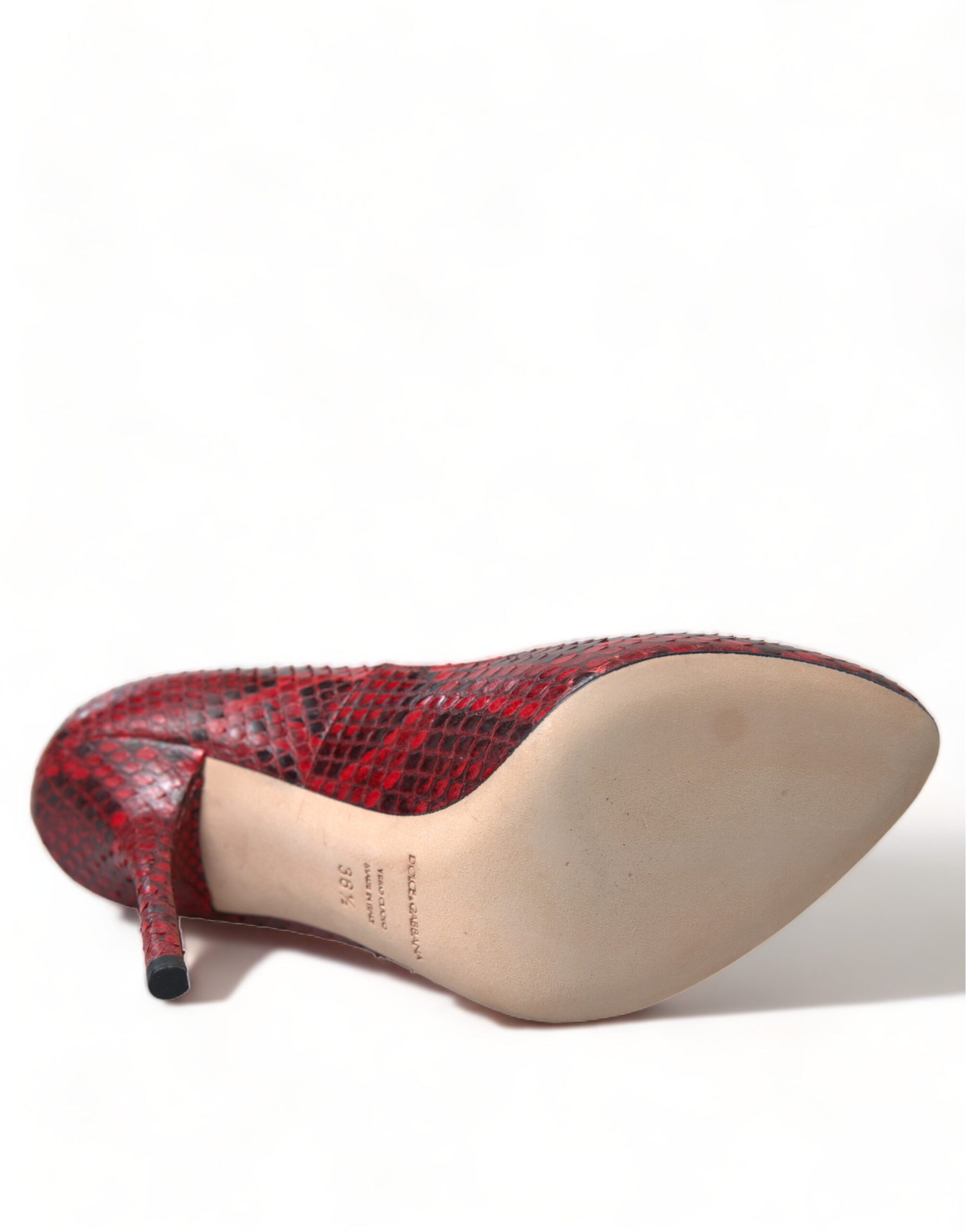 Dolce & Gabbana Red Ayers Leather Lace Socks Pumps Shoes Curated Luxury Accessories by Orvyn