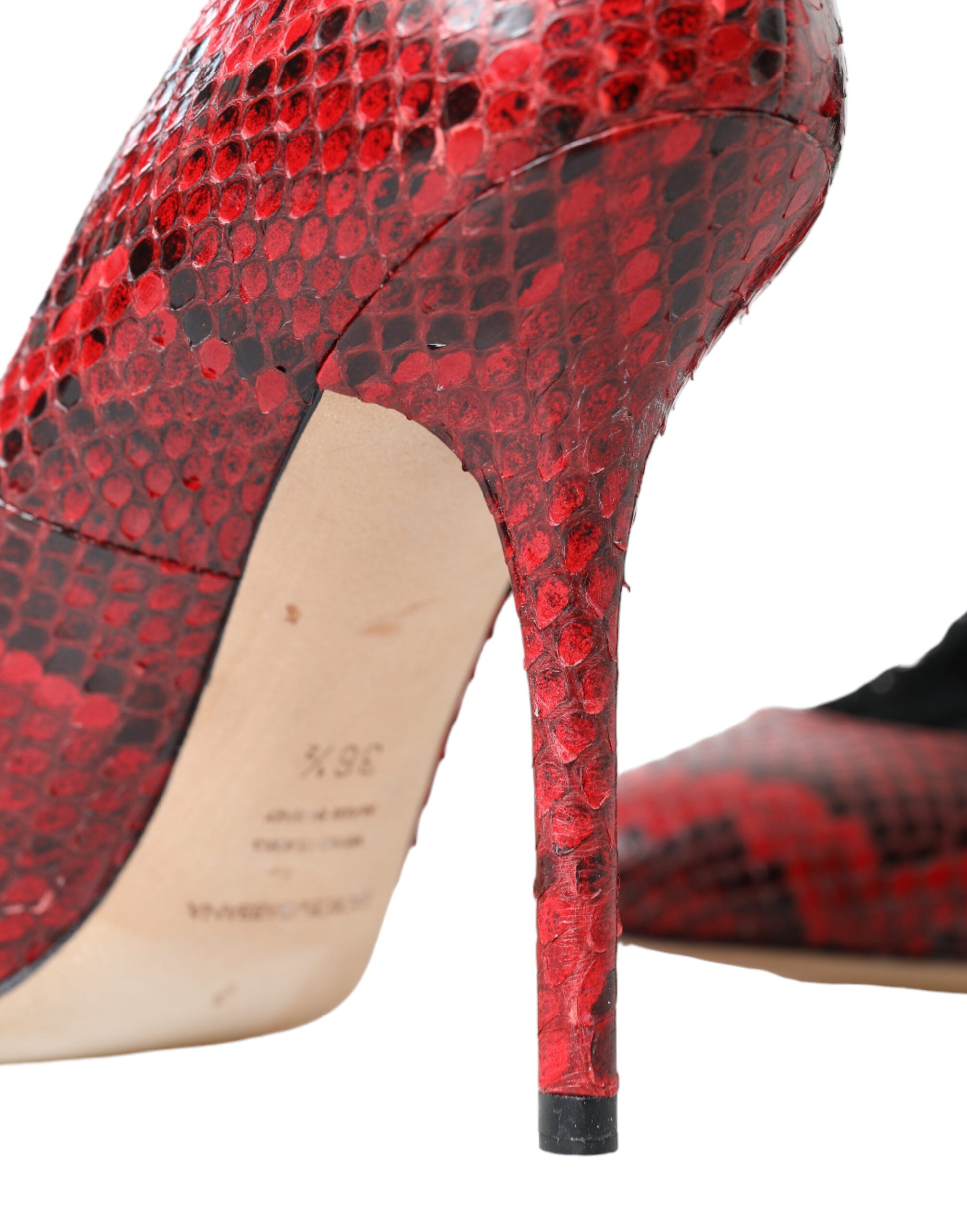 Dolce & Gabbana Red Ayers Leather Lace Socks Pumps Shoes Curated Luxury Accessories by Orvyn